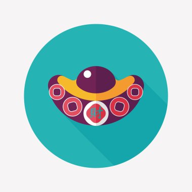 Çin yeni yılı düz simgesi ile uzun gölge, eps10, Altın külçe wi