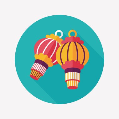 Çin yeni yılı uzun gölge, eps10, Çinli bir dekor ile düz simgesi