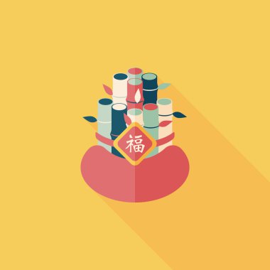 Çin yeni yılı uzun gölge, eps10, Çinli bir dekor ile düz simgesi