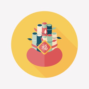 Çin yeni yılı uzun gölge, eps10, Çinli bir dekor ile düz simgesi