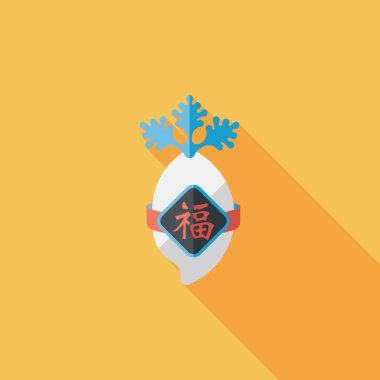 Çin yeni yılı düz simgesi ile uzun gölge, eps10, şanslı beyaz r