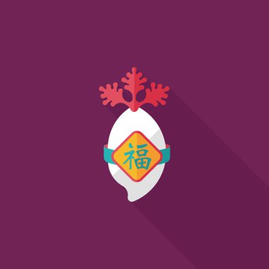 Çin yeni yılı düz simgesi ile uzun gölge, eps10, şanslı beyaz r