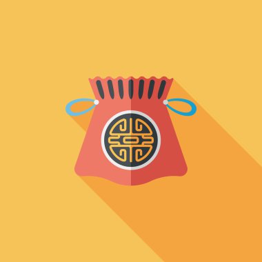 Çin yeni yılı uzun gölge, eps10, Çince şanslı düz simgesi