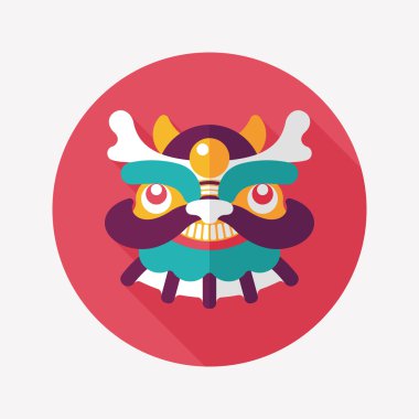 Çin yeni yılı düz simgesi ile uzun gölge, eps10, dragon ve