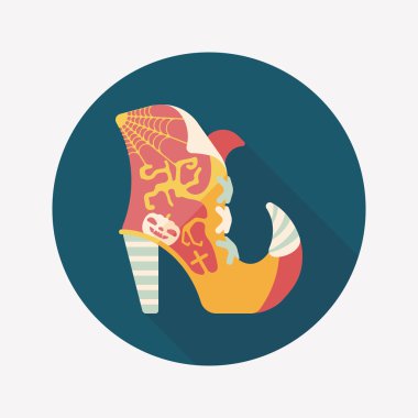 Cadılar Bayramı çizme düz simgesi ile uzun gölge, eps10