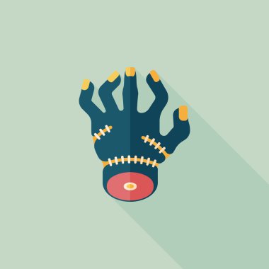 Cadılar Bayramı zombi el düz simgesi ile uzun gölge, eps10