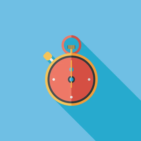 Stopwatch flat icon with long shadow, eps10 — стоковый вектор