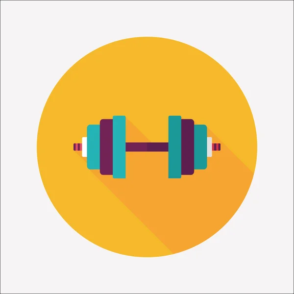 Dumbbell flat icon with long shadow, eps10 — стоковый вектор