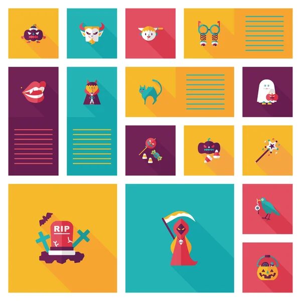 Halloween flach ui bakcground set — Stockvektor