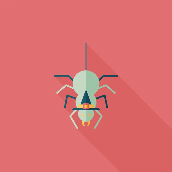 Icono plano de araña de Halloween con sombra larga, eps10 — Vector de stock