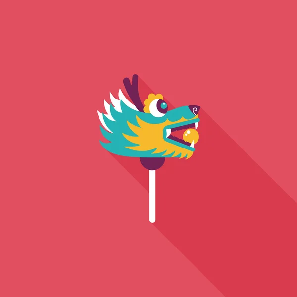 Kinesiska nyåret flat ikonen med långa skugga, eps10, draken och — Stock vektor