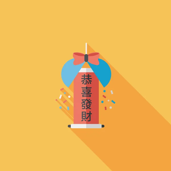 Chinees Nieuwjaar platte pictogram met lange schaduw, eps10, vieren dec — Stockvector