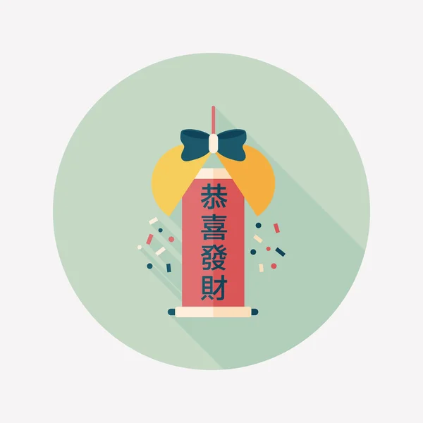 Año Nuevo Chino icono plano con sombra larga, eps10, Celebrar dec — Vector de stock