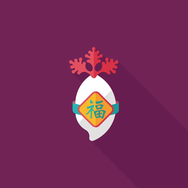 Čínský Nový rok plochý ikona s dlouhý stín, eps10, lucky bílé r — Stockový vektor