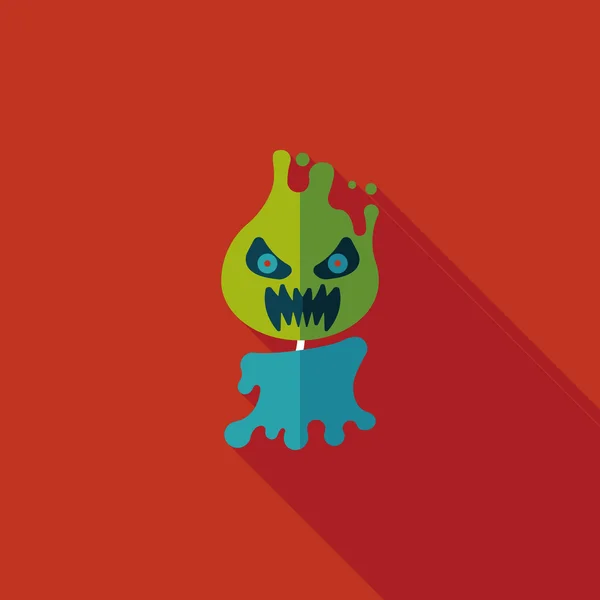 Flamme d'Halloween diable icône plate avec ombre longue, eps10 — Image vectorielle