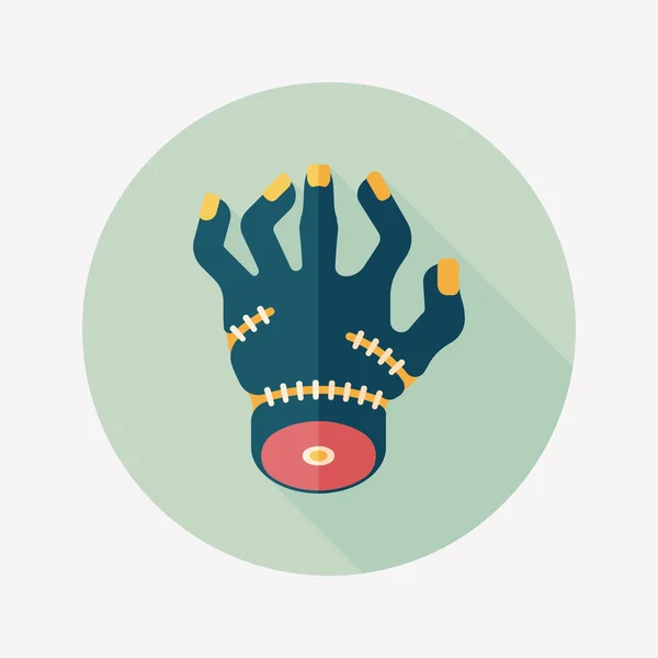 Halloween zombie main icône plate avec ombre longue, eps10 — Image vectorielle