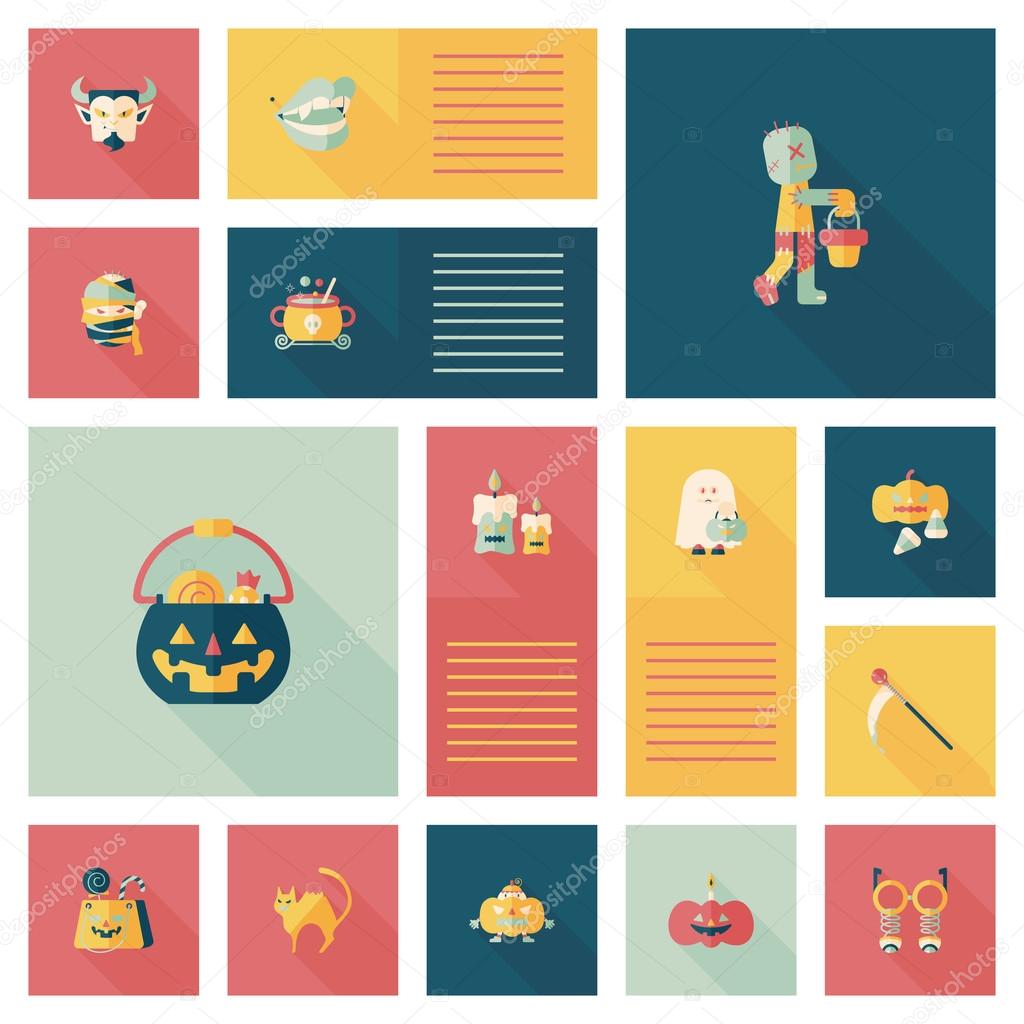 Halloween flat ui bakcground set