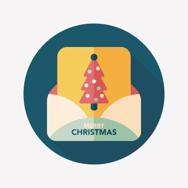 Noel kartı düz simgesi ile uzun gölge, eps10