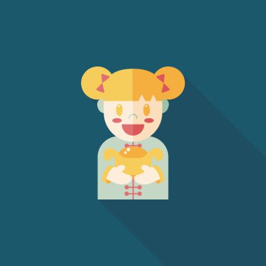 Çin yeni yılı kız uzun gölge, eps10 düz simgesiyle