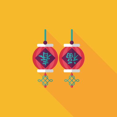 Çin yeni yılı uzun gölge, eps10, Çinli şenlik ile düz simgesi