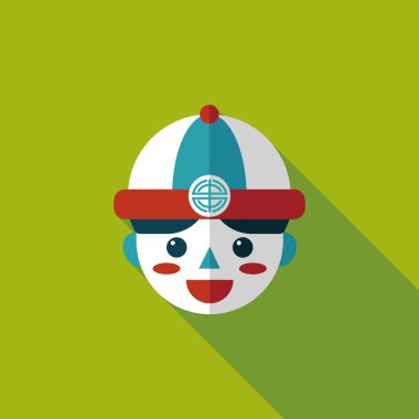 Çin yeni yılı çocuk düz simgesi ile uzun gölge, eps10