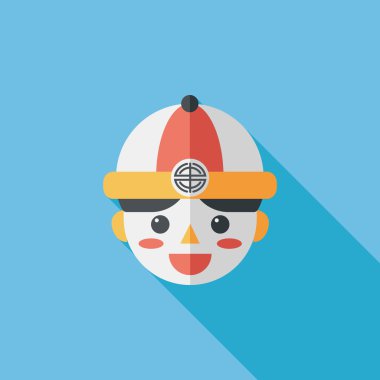 Çin yeni yılı çocuk düz simgesi ile uzun gölge, eps10