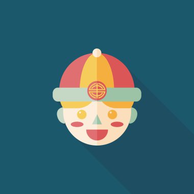 Çin yeni yılı çocuk düz simgesi ile uzun gölge, eps10