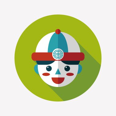 Çin yeni yılı çocuk düz simgesi ile uzun gölge, eps10