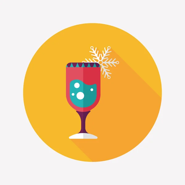 Kerstmis cocktail platte pictogram met lange schaduw, eps10 — Stockvector