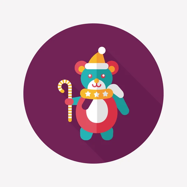 Ours en peluche de Noël icône plate avec ombre longue, eps10 — Image vectorielle