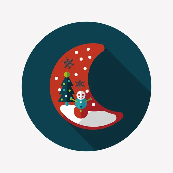 Icono plano de luna de Navidad con sombra larga — Vector de stock