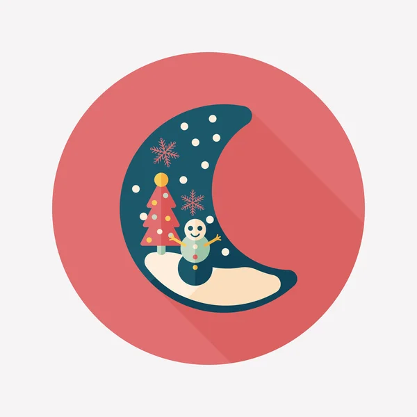 Icono plano de luna de Navidad con sombra larga — Archivo Imágenes Vectoriales