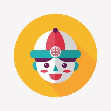 Çin yeni yılı çocuk düz simgesi ile uzun gölge, eps10