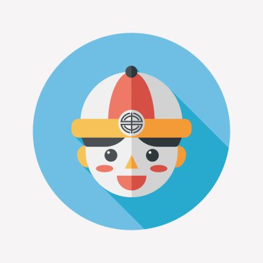 Çin yeni yılı çocuk düz simgesi ile uzun gölge, eps10