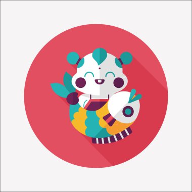 Çin yeni yılı uzun gölge, eps10 Çin maskot düz simgesiyle