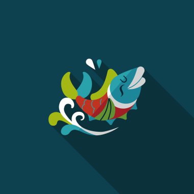 Çin yeni yılı uzun gölge, eps10, Çinli bir dekor ile düz simgesi