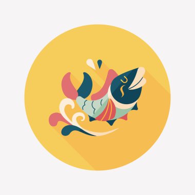 Çin yeni yılı uzun gölge, eps10, Çinli bir dekor ile düz simgesi