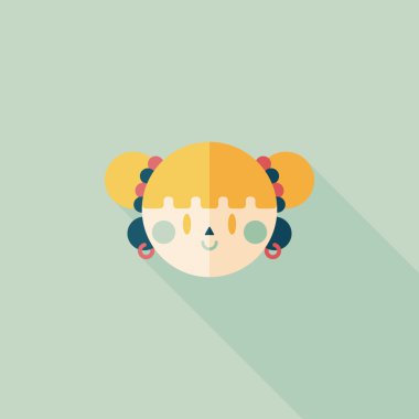 Çin yeni yılı kız uzun gölge, eps10 düz simgesiyle