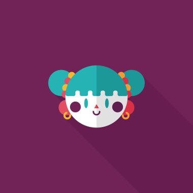 Çin yeni yılı kız uzun gölge, eps10 düz simgesiyle