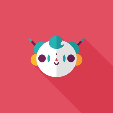 Çin yeni yılı çocuk düz simgesi ile uzun gölge, eps10