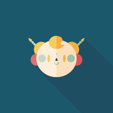 Çin yeni yılı çocuk düz simgesi ile uzun gölge, eps10