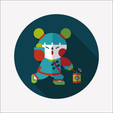 Çin yeni yılı kız uzun gölge, eps10 düz simgesiyle