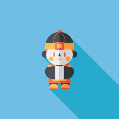 Çin yeni yılı çocuk düz simgesi ile uzun gölge, eps10