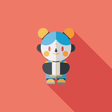 Çin yeni yılı kız uzun gölge, eps10 düz simgesiyle