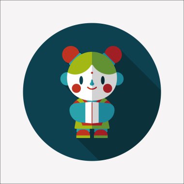 Çin yeni yılı kız uzun gölge, eps10 düz simgesiyle