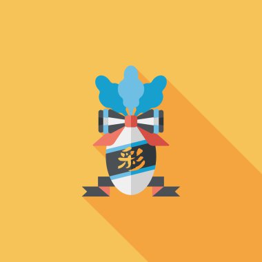 Çin yeni yılı düz simgesi ile uzun gölge, eps10, şanslı beyaz r