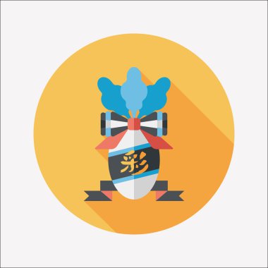 Çin yeni yılı düz simgesi ile uzun gölge, eps10, şanslı beyaz r