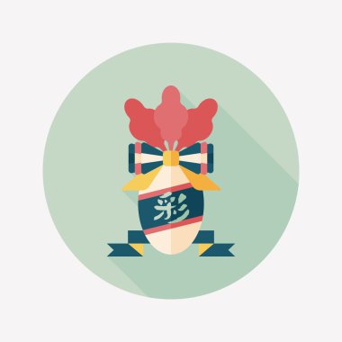 Çin yeni yılı düz simgesi ile uzun gölge, eps10, şanslı beyaz r