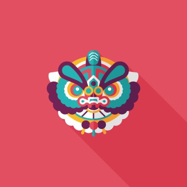 Çin yeni yılı düz simgesi ile uzun gölge, eps10, dragon ve