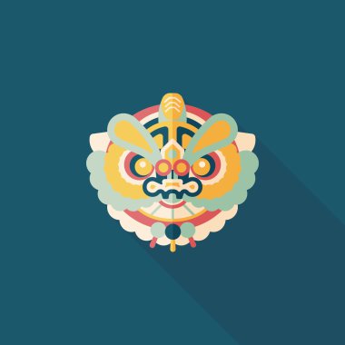 Çin yeni yılı düz simgesi ile uzun gölge, eps10, dragon ve